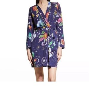 Johnny Was Navy Aurora Borealis Celestial Wrap Robe XS